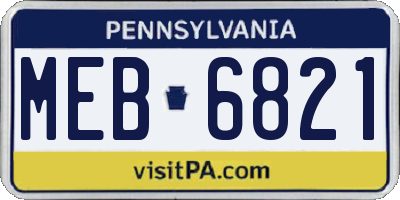 PA license plate MEB6821