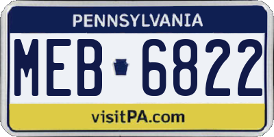 PA license plate MEB6822