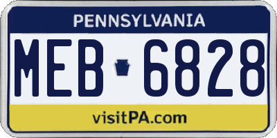 PA license plate MEB6828