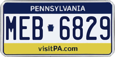 PA license plate MEB6829