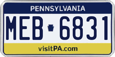PA license plate MEB6831