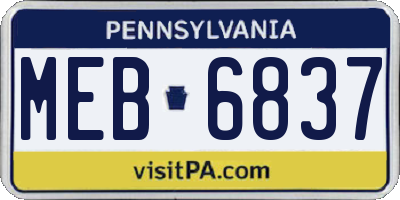 PA license plate MEB6837
