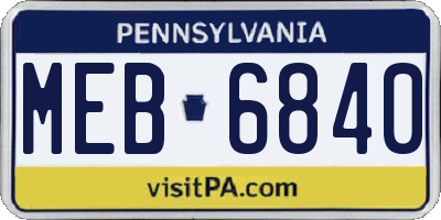 PA license plate MEB6840