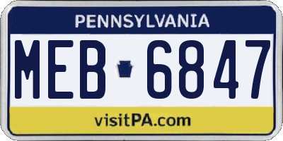 PA license plate MEB6847