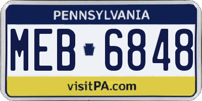 PA license plate MEB6848