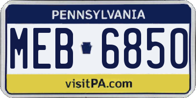 PA license plate MEB6850