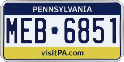 PA license plate MEB6851