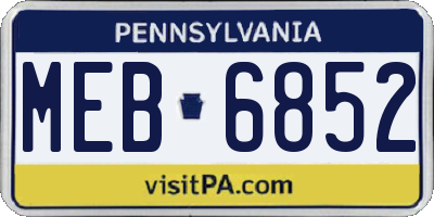 PA license plate MEB6852