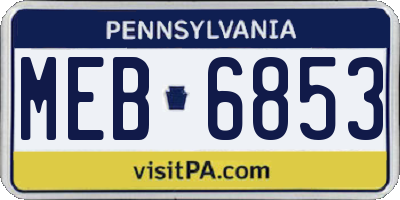 PA license plate MEB6853