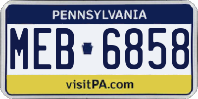 PA license plate MEB6858
