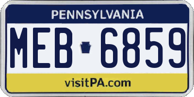 PA license plate MEB6859