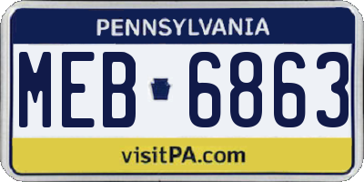 PA license plate MEB6863