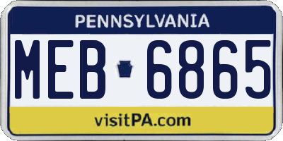 PA license plate MEB6865