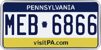 PA license plate MEB6866