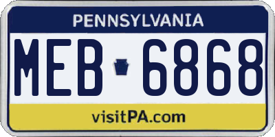PA license plate MEB6868
