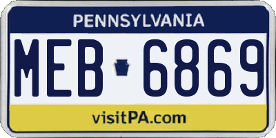 PA license plate MEB6869