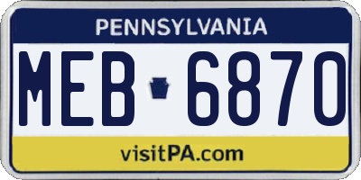 PA license plate MEB6870