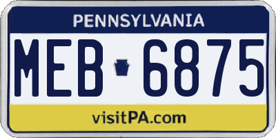 PA license plate MEB6875