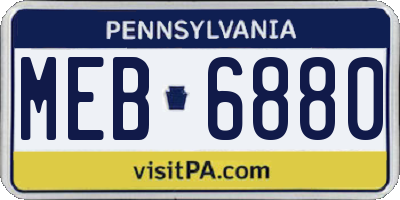 PA license plate MEB6880