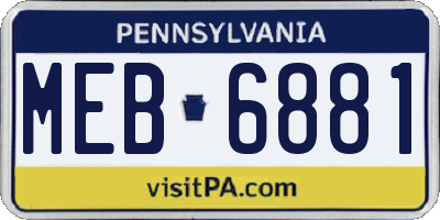 PA license plate MEB6881