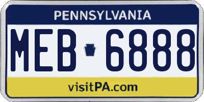 PA license plate MEB6888