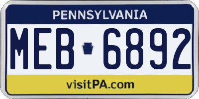 PA license plate MEB6892