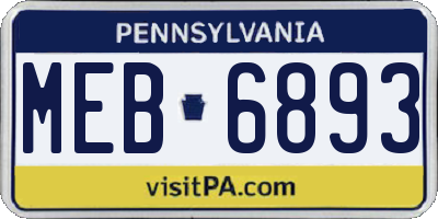 PA license plate MEB6893