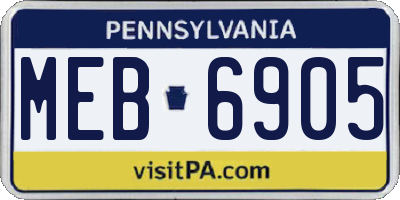 PA license plate MEB6905