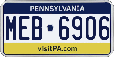 PA license plate MEB6906