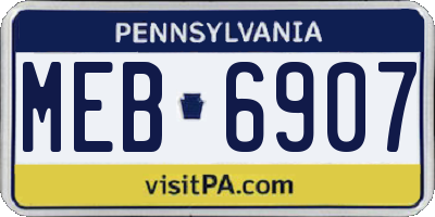 PA license plate MEB6907
