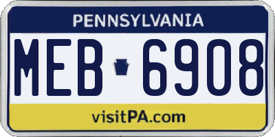 PA license plate MEB6908