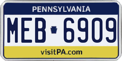 PA license plate MEB6909