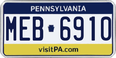 PA license plate MEB6910
