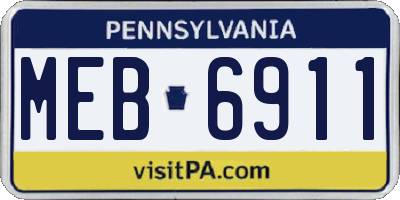 PA license plate MEB6911