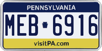 PA license plate MEB6916