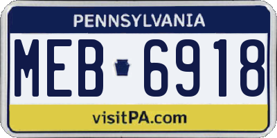 PA license plate MEB6918
