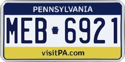 PA license plate MEB6921