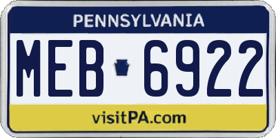 PA license plate MEB6922