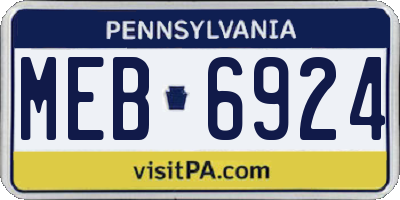 PA license plate MEB6924