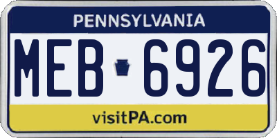 PA license plate MEB6926