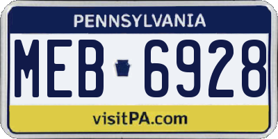 PA license plate MEB6928