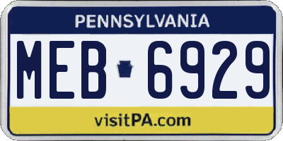 PA license plate MEB6929