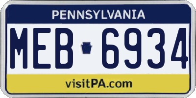 PA license plate MEB6934