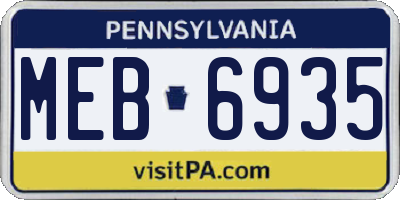 PA license plate MEB6935