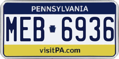 PA license plate MEB6936