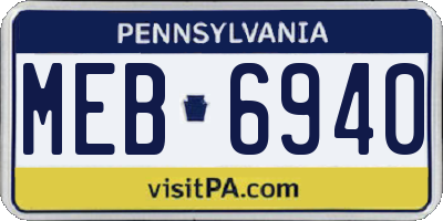 PA license plate MEB6940