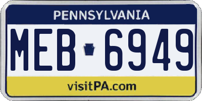 PA license plate MEB6949