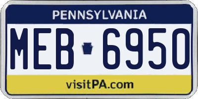 PA license plate MEB6950