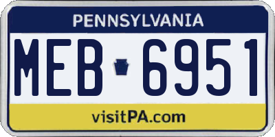 PA license plate MEB6951