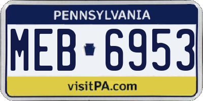 PA license plate MEB6953
